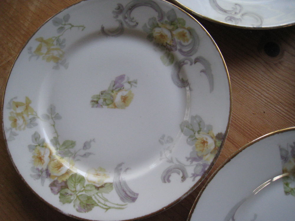 5 assiettes Limoges William Guerin 1895 - 1900 porcelaine Cuisine