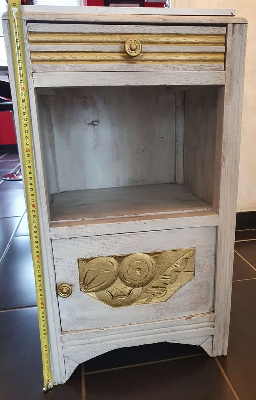 Petit meuble ancien Relook&eacute; Dessus plaque de marbre Meubles