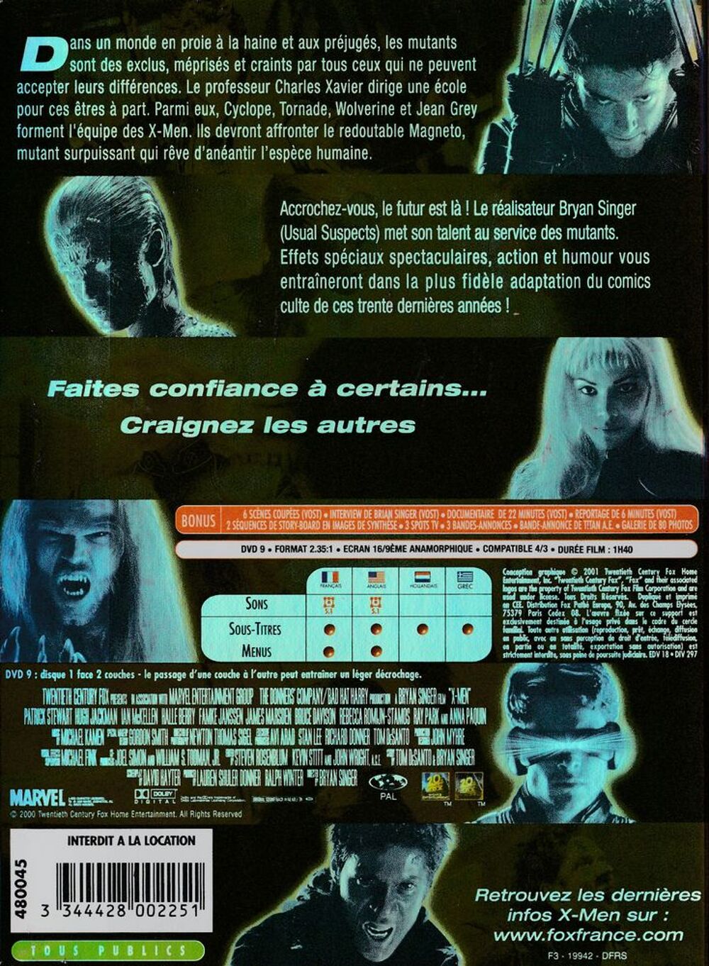 X-MEN DVD et blu-ray