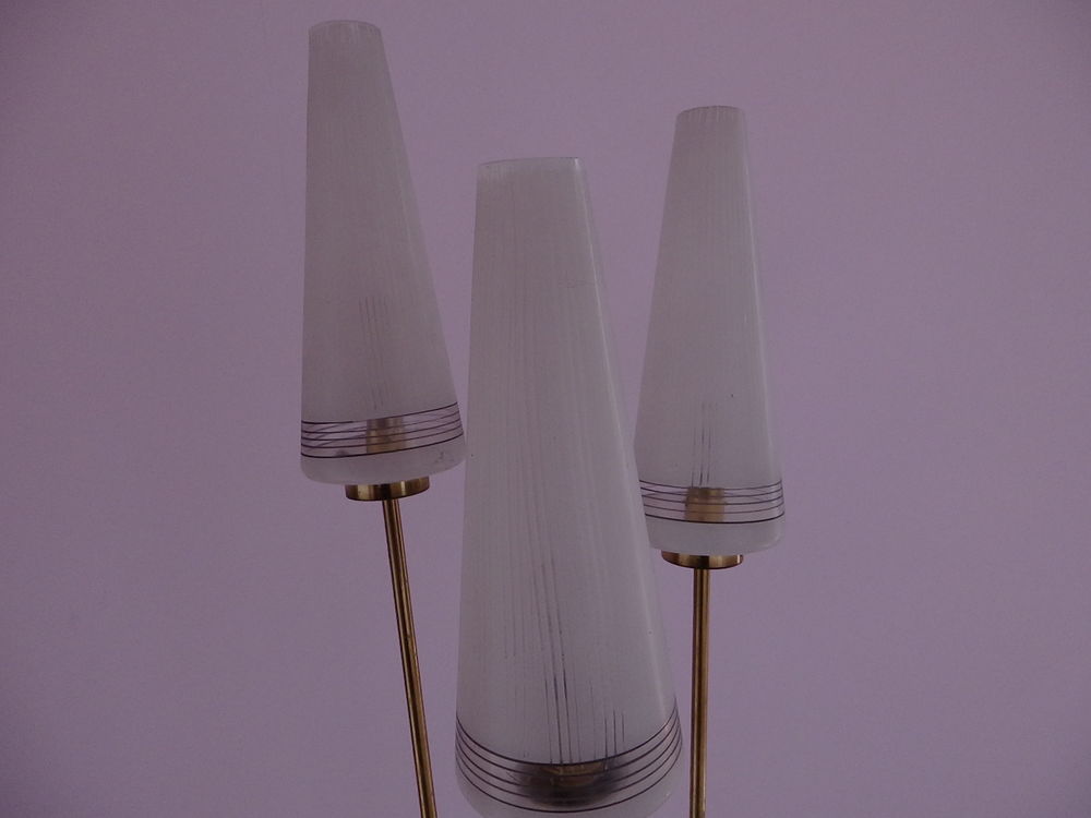 Lampadaire Triple Noir avec Abat-jour Blancs Décoration