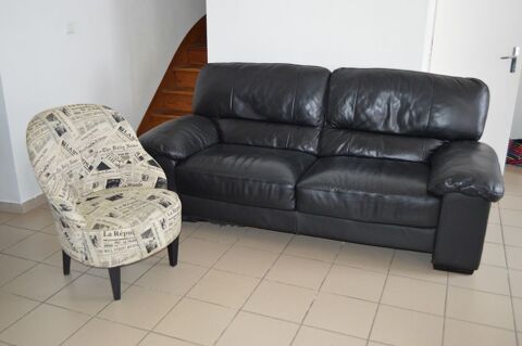 CANAP CUIR NOIR 250 Rguiny (56)