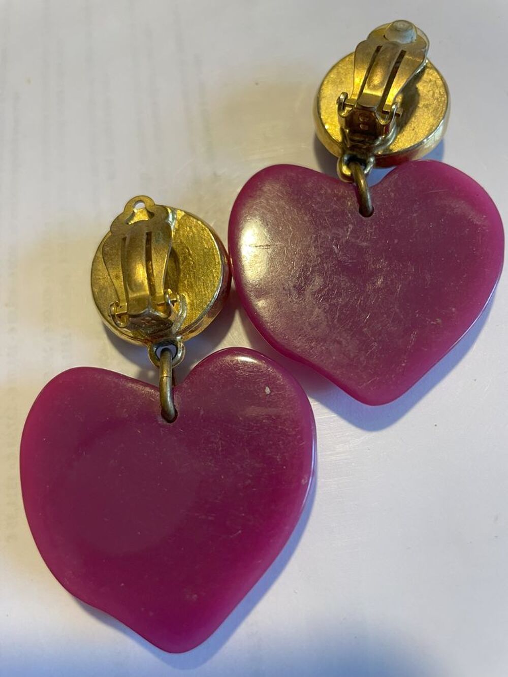 BO Clip dor&eacute; cabochon mauve + pendant c?ur fuchsia ANTIGONA Bijoux et montres