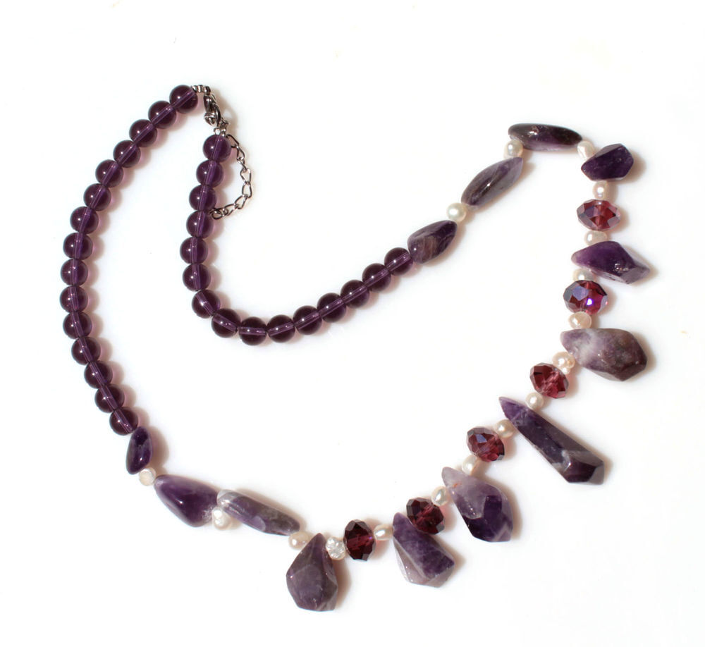 COLLIER ancien en AM&Eacute;THYSTE CABOCHON et PERLES de CULTURE Bijoux et montres