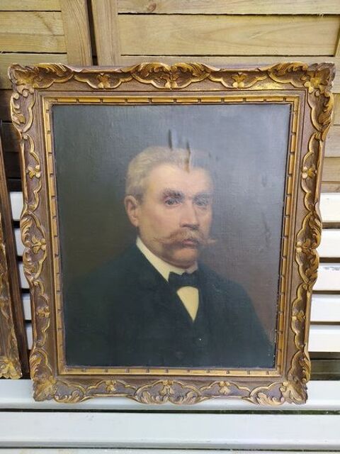 Tableau Portrait Homme à Moustache Cadre Montparnasse Doré 280 Loches (37)