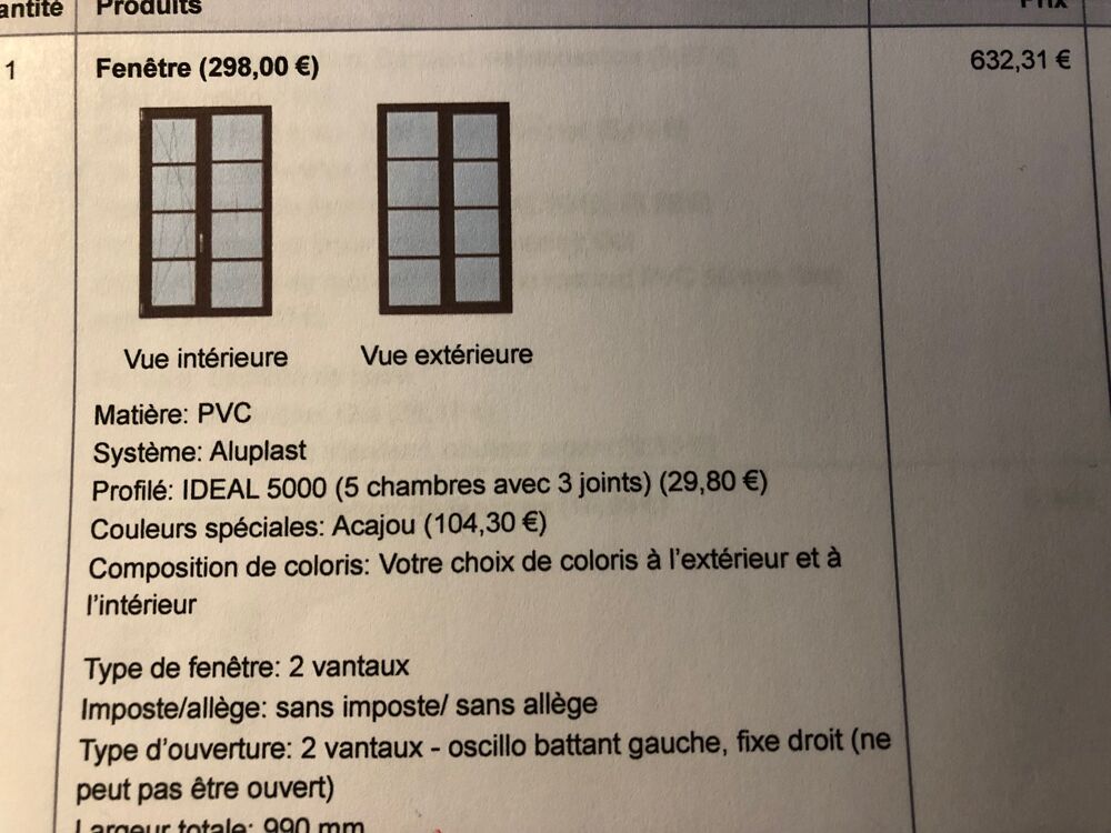 Fen&ecirc;tre PVC avec oscillo-battant Bricolage