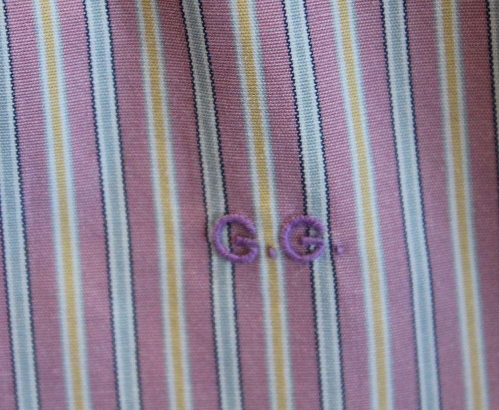 Chemise ray&eacute;e CHARVET T.40 
coton ray&eacute; rose bleu et beige Vtements