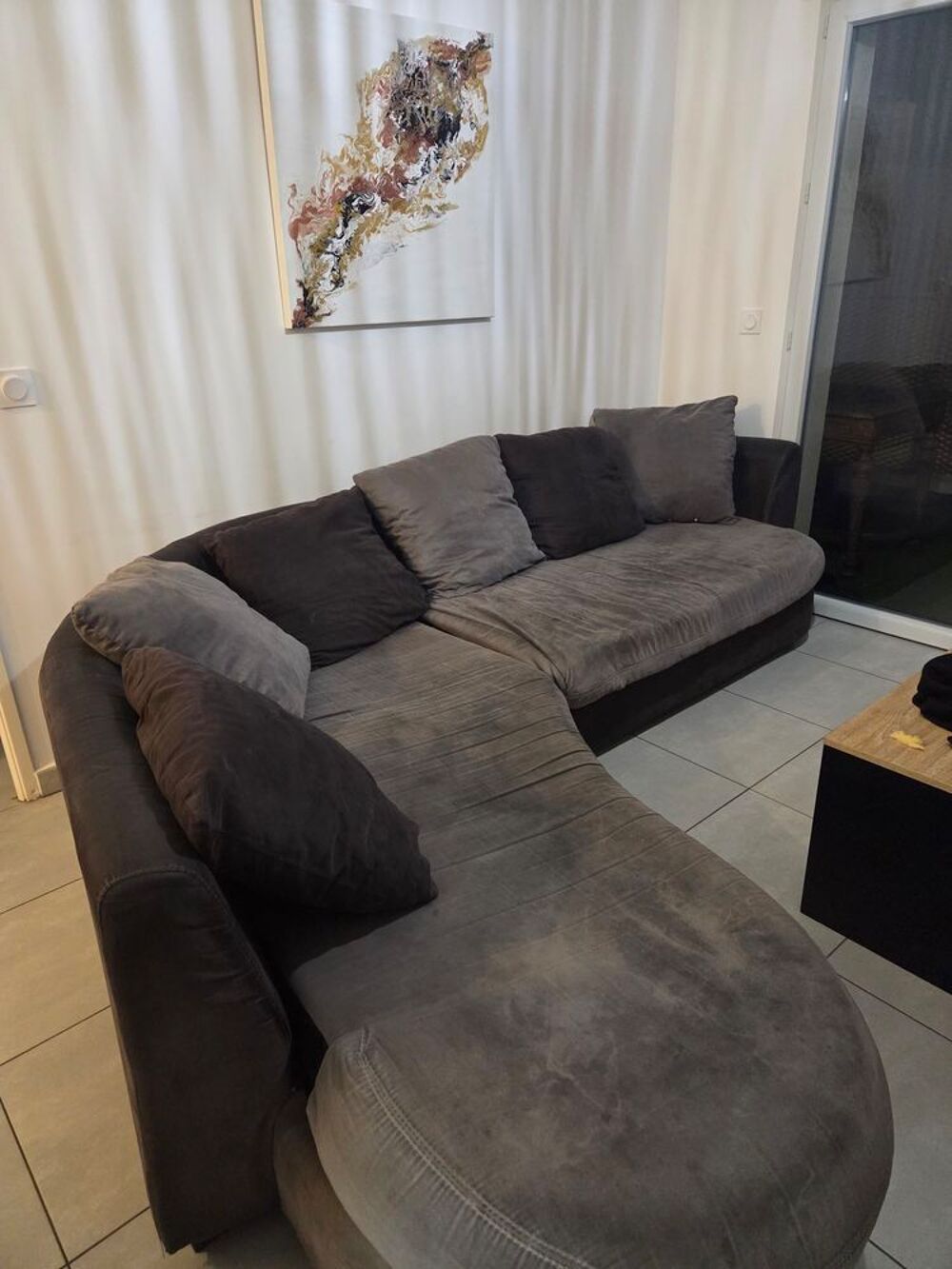 Canap&eacute; d'angle Noir et gris Meubles