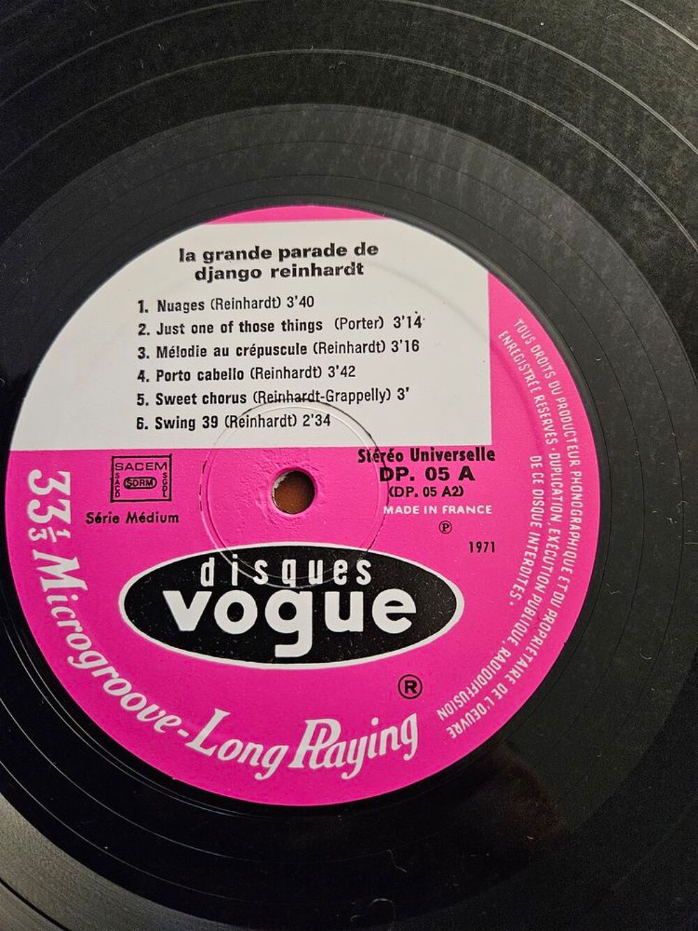La grande Parade de Django Reinhardt 2 vinyles 1971 CD et vinyles