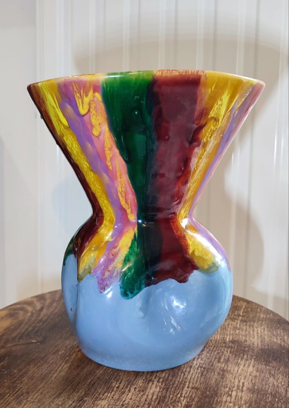Vase c&eacute;ramique &eacute;maill&eacute;e vintage sign&eacute; 
