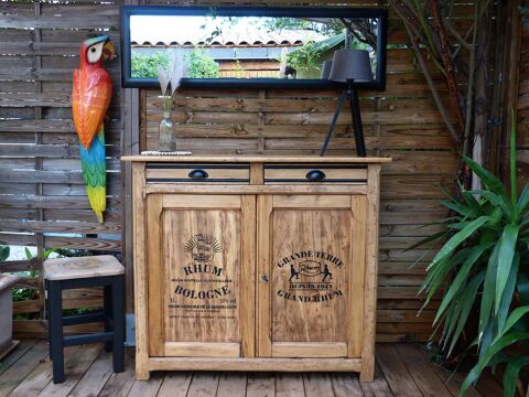 Buffet parisien ancien en bois massif 390 Domazan (30)