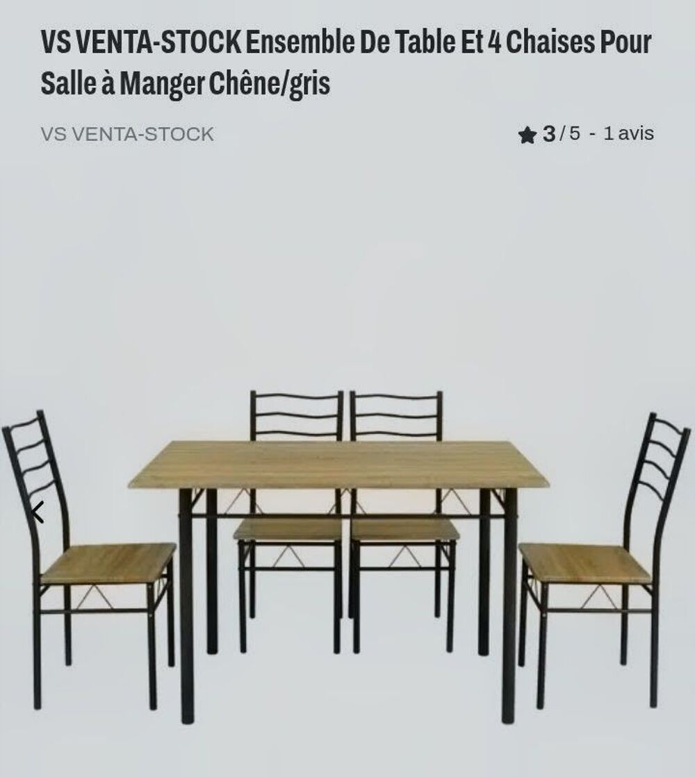 Table + 4 chaises neuve sous carton - Meubles