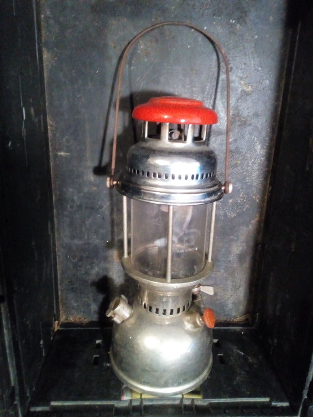 RARE : Lampe temp&ecirc;te m&eacute;tal chrom&eacute; OPTIMUS d'origine, compl&egrave;t 