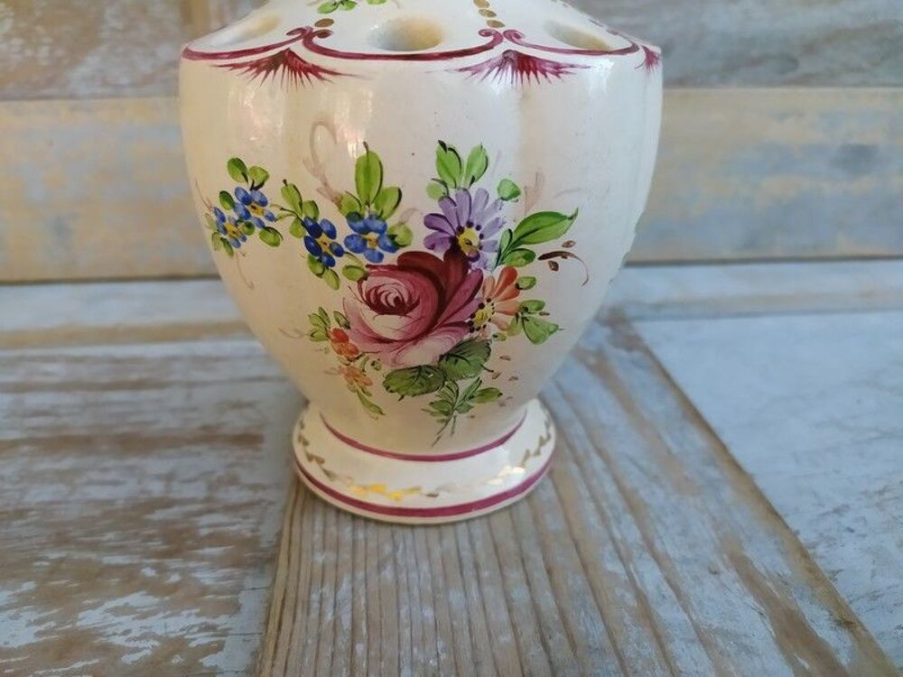 Vase Pique-Fleurs Fa&iuml;ence de Clamecy Roger Colas Décoration