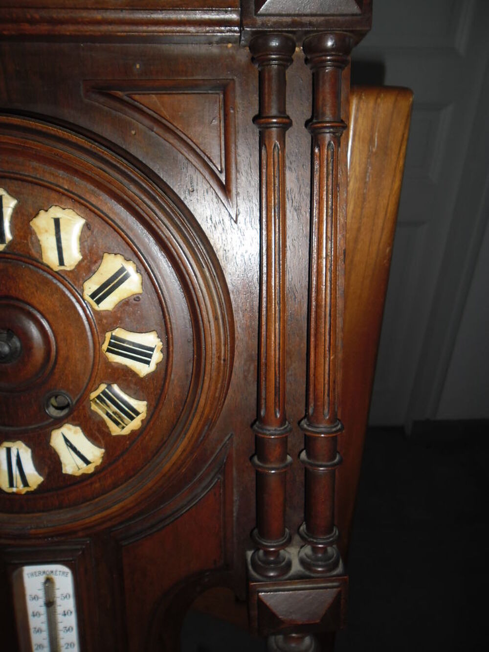 Pendule barom&egrave;tre ancienne murale en bois Meubles
