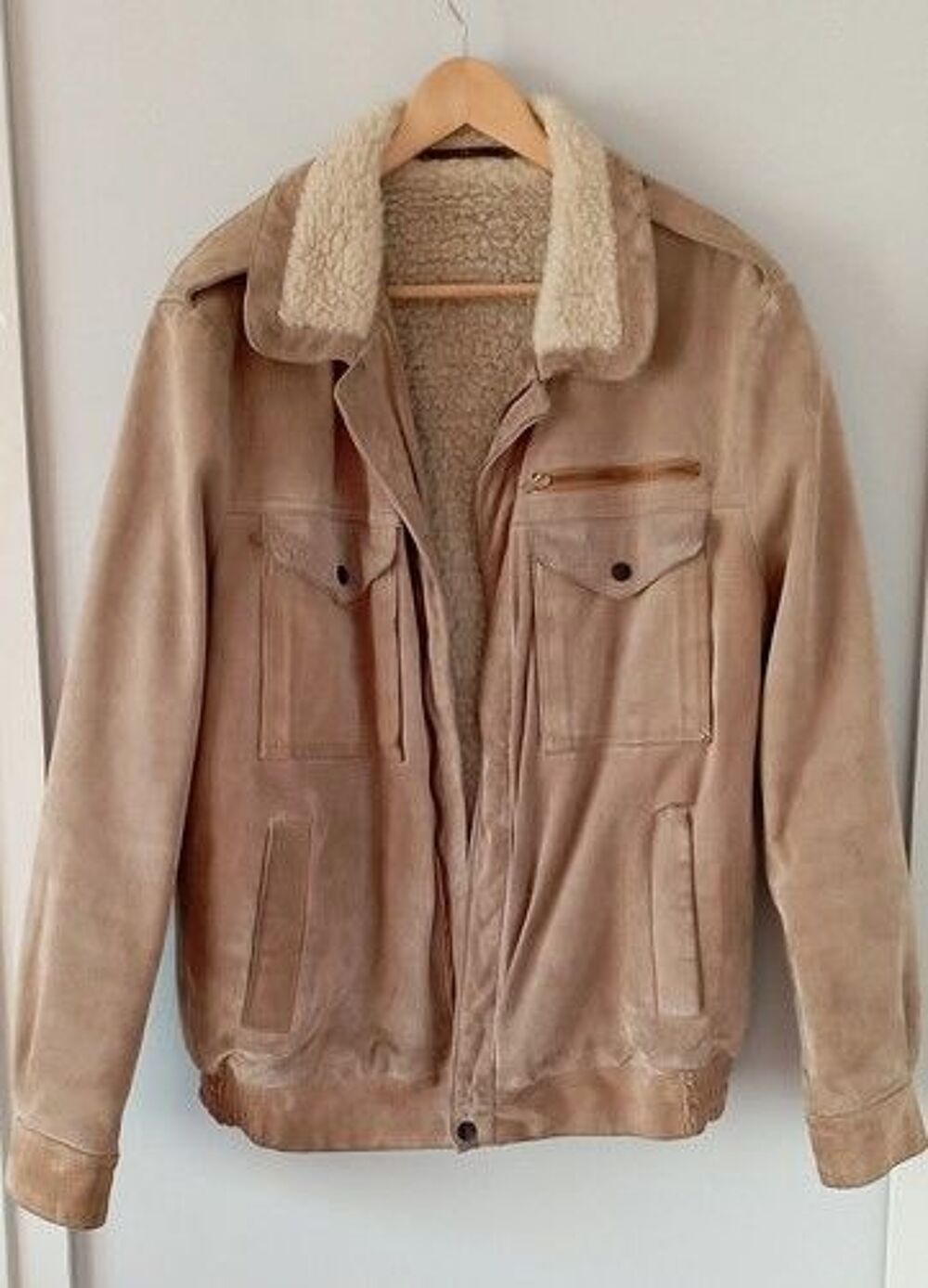 Blouson en croute de veau doubl&eacute; en laine Vêtements