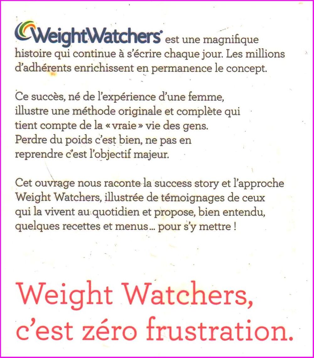 WEIGHT WATCHERS - maigrir - LA STRAT&Eacute;GIE DU SUCC&Egrave;S Livres et BD
