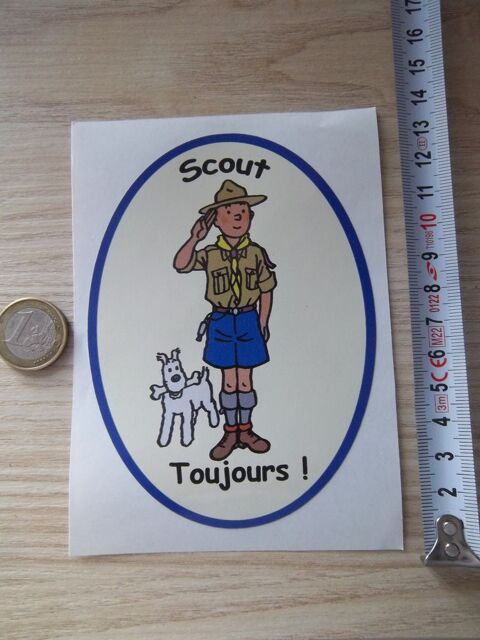  Autocollant Tintin Milou en Scout - Scoutisme 5 Valognes (50)
