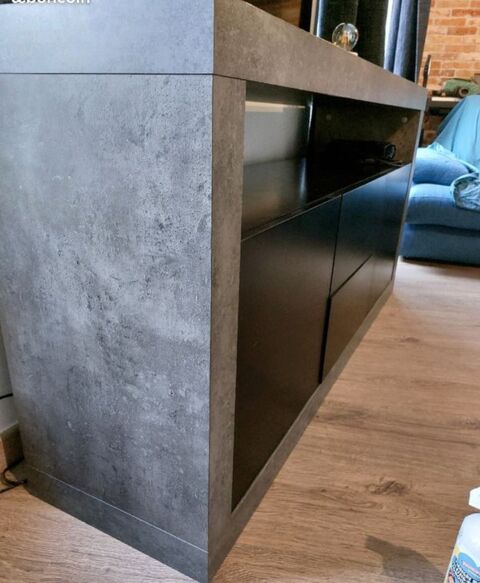 Meuble design gris et noir tiroir et placard 50 Montlhry (91)