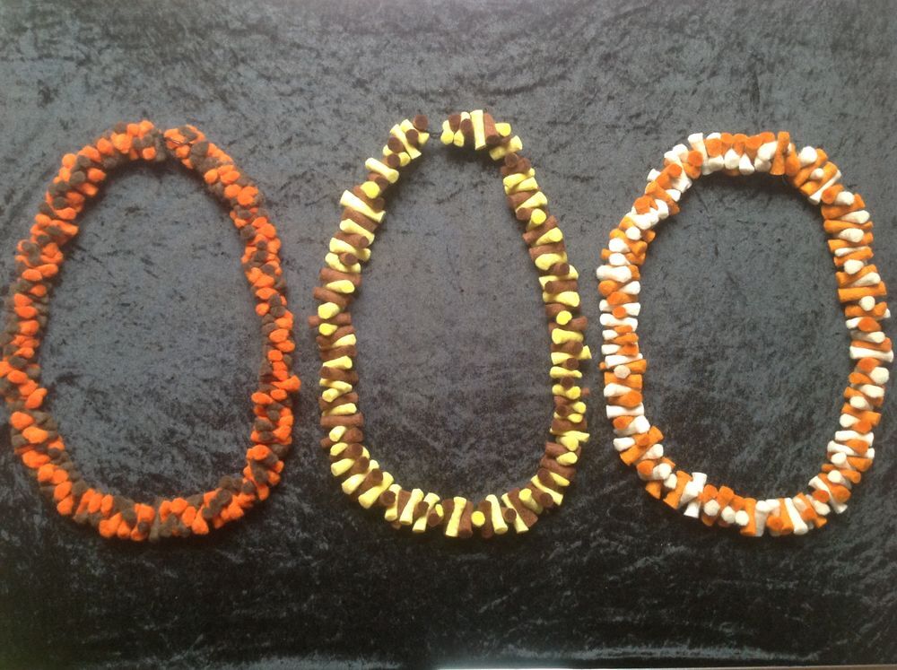 TROIS COLLIERS EN LAINE FEUTR&Eacute;ES CLAIRS Envoi Possible
Bijoux et montres
