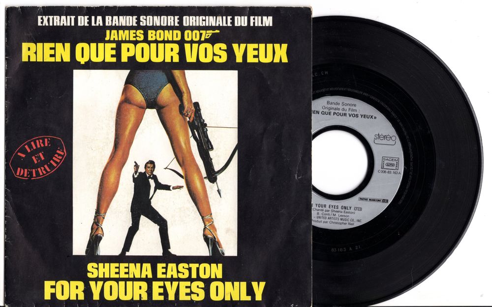 SP JAMES BOND 007 : B.O. 'Rien que pour vos yeux' CD et vinyles