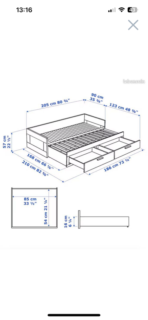 Lit IKEA BRIMNES avec 2 matelas  230 Saint-M�dard-en-Jalles (33)