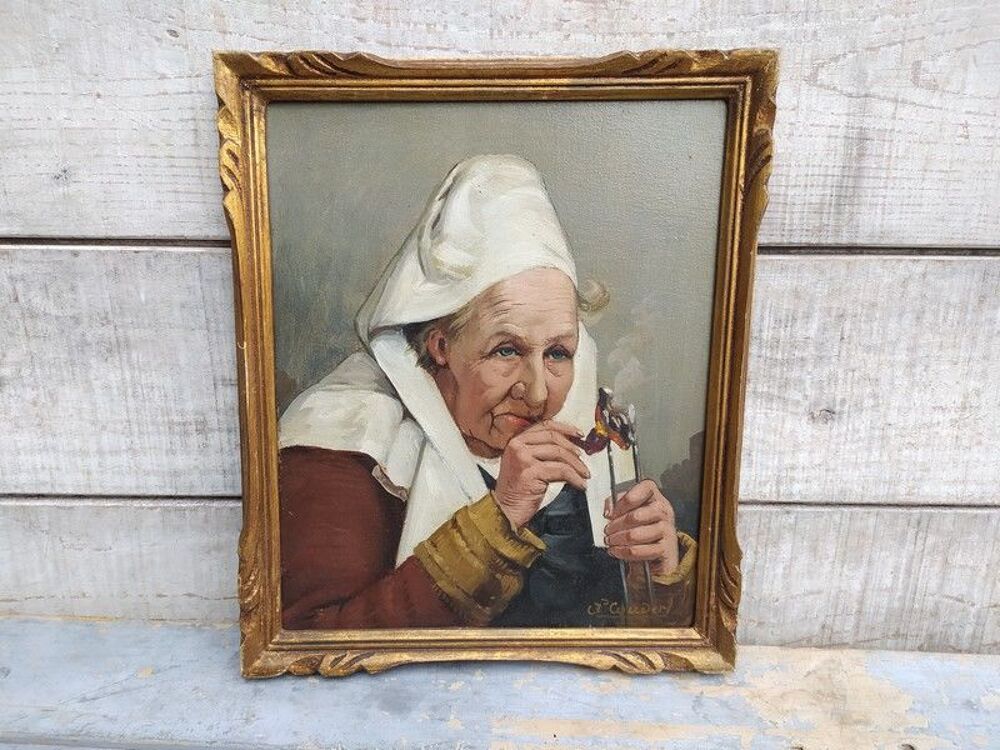 Tableaux Portraits Bretons habits Tradition Sign&eacute; A. Coudert Décoration