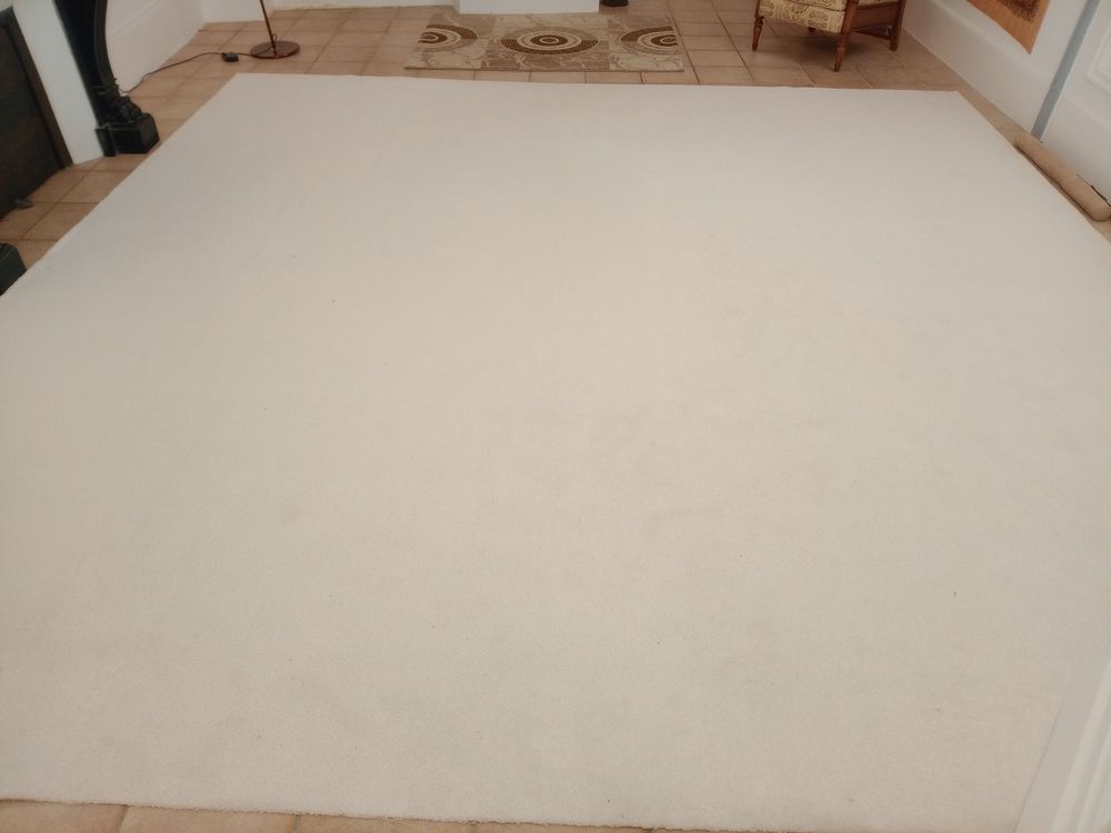 Grande moquette 4 m sur quatre m&eacute;tres sur quatre blanc cass&eacute; Meubles