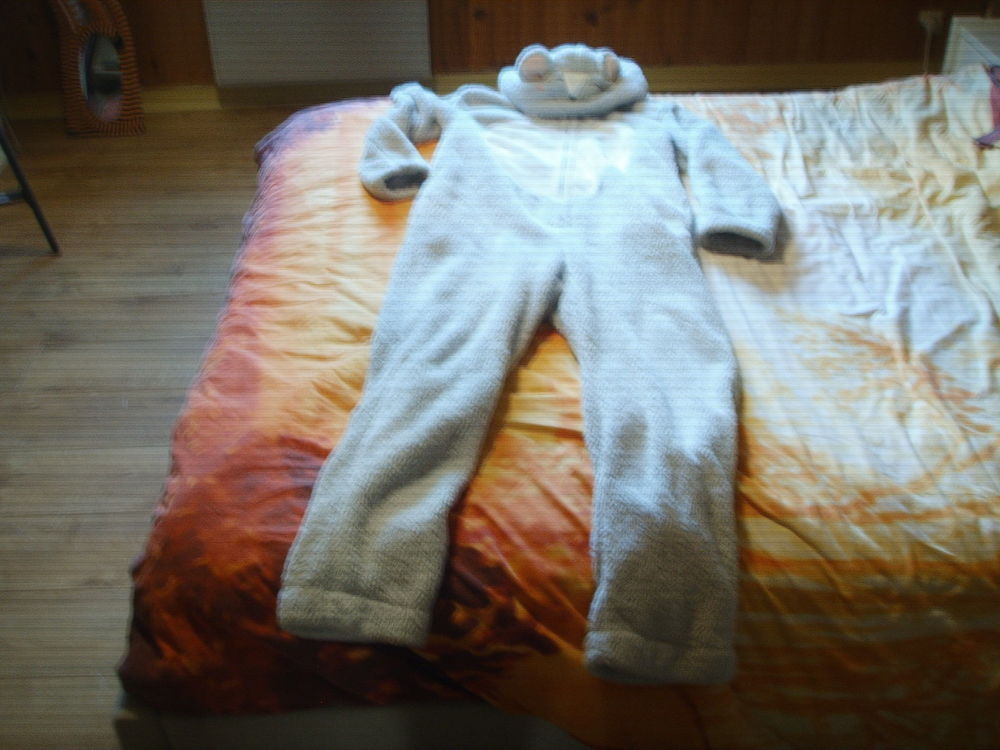 Combinaison pyjama souris, grise, tr&egrave;s chaude. Taille M. Pro Vtements