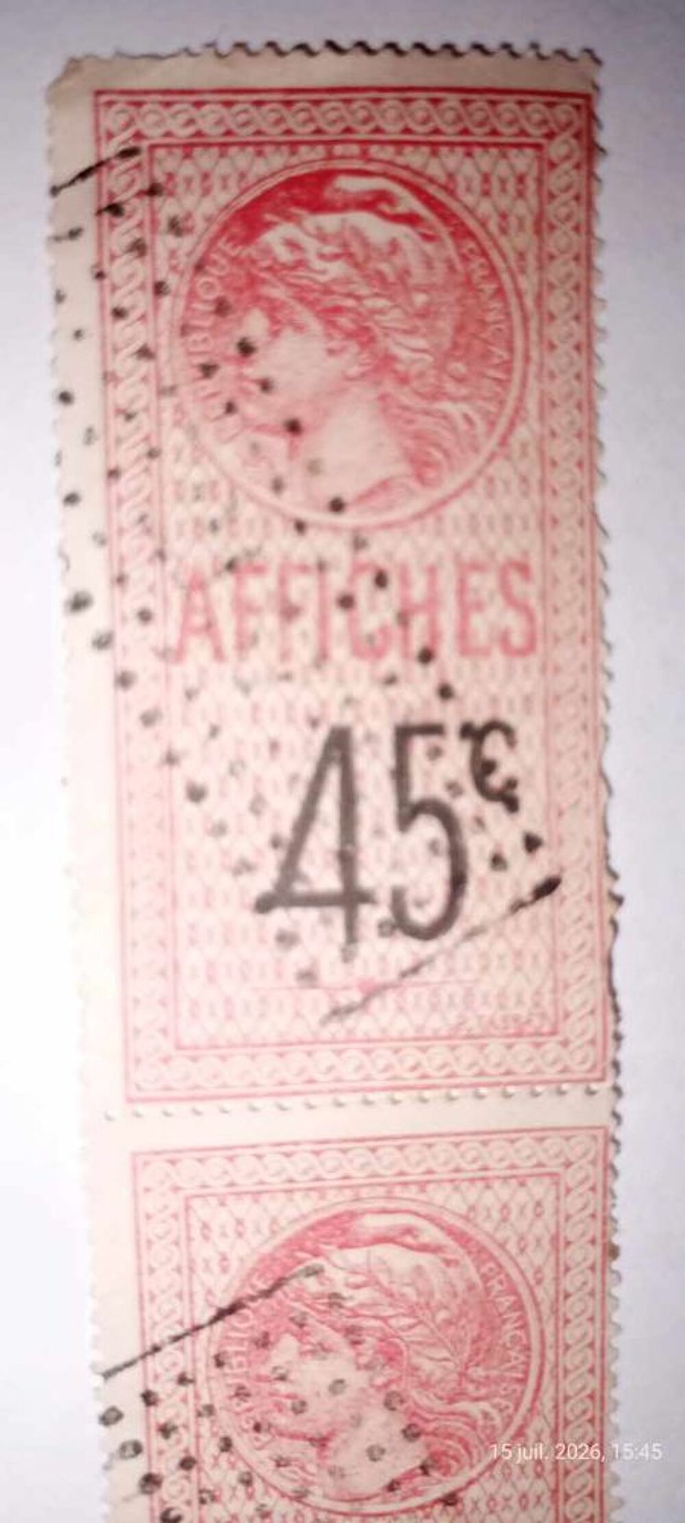 Lot de 4 timbres affiches de 1910 de 45 centimes 
