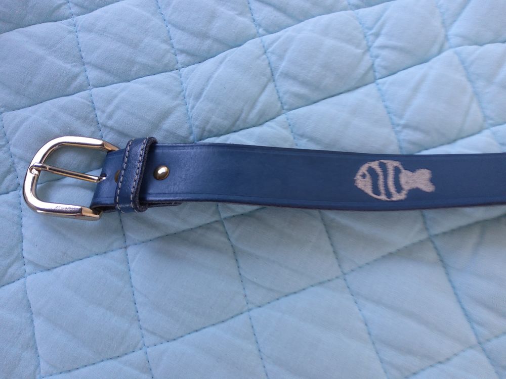 CEINTURE femme bleue petits poissons Maroquinerie