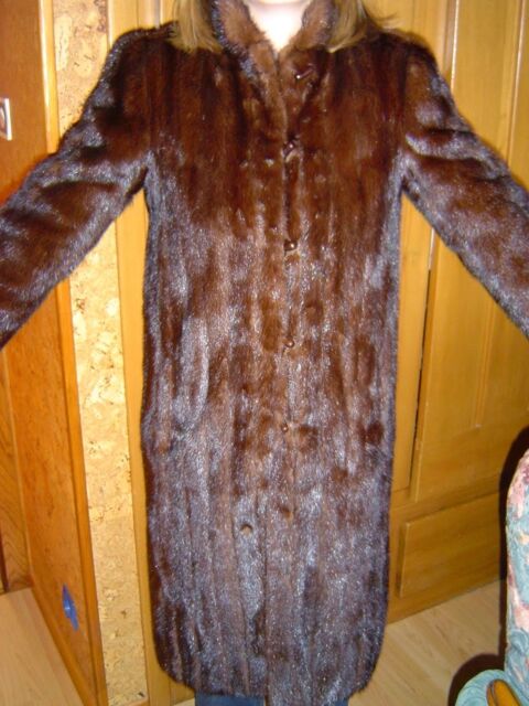 Manteau long en fourrure marron vison v�ritable 150 Ceyreste (13)