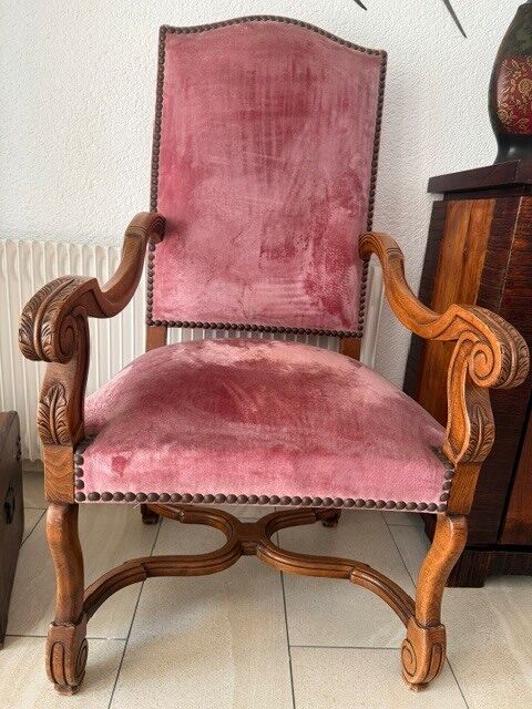 2 Fauteuils en bois sculpté velours rose +6 chaises idem 0 Canet-en-Roussillon (66)