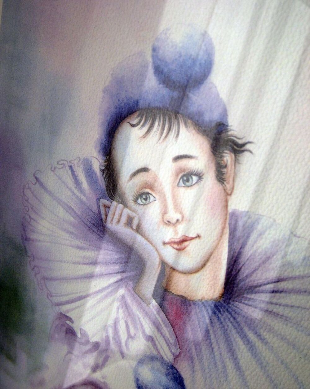 Tableau aquarelle "Pierrot" - mrtsteph D�coration