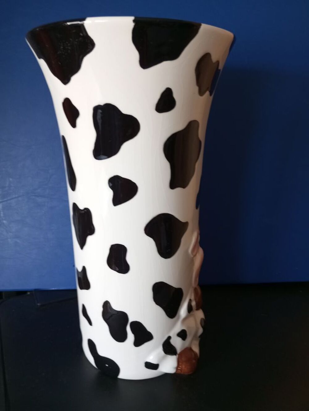 Vase motif vache c&eacute;ramique &eacute;maill&eacute;e Décoration