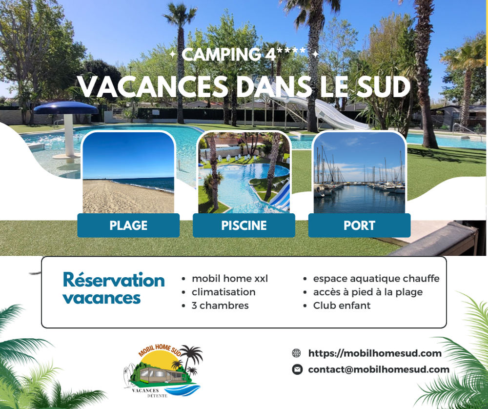   Mobil home XL 6 personnes à Vendres plage herault Languedoc-Roussillon, Vendres (34350)