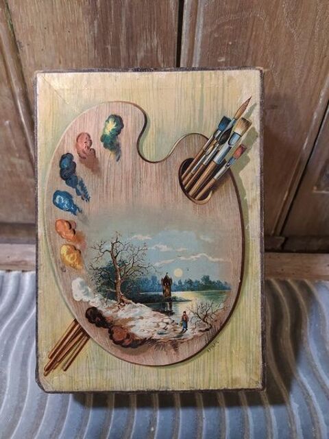 Ancienne Boite de Peintures XIXème Décor Chromo 35 Loches (37)
