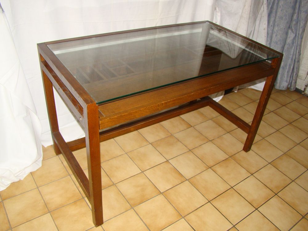 Bureau / console en ch&ecirc;ne et verre
Meubles