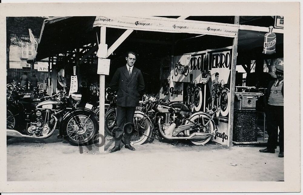 Ancienne Photographie Exposition Stand Motos Peugeot Terrot 