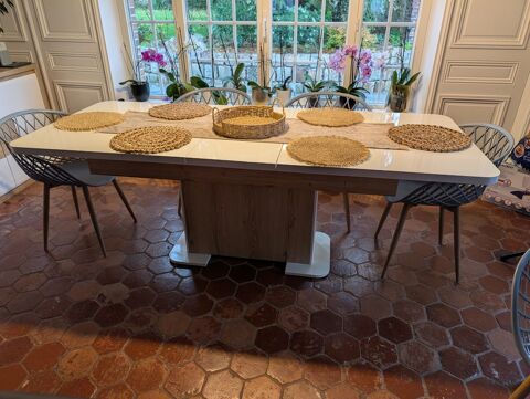 Table de salle  manger blanc laqu et bois 160 Verneuil-sur-Avre (27)