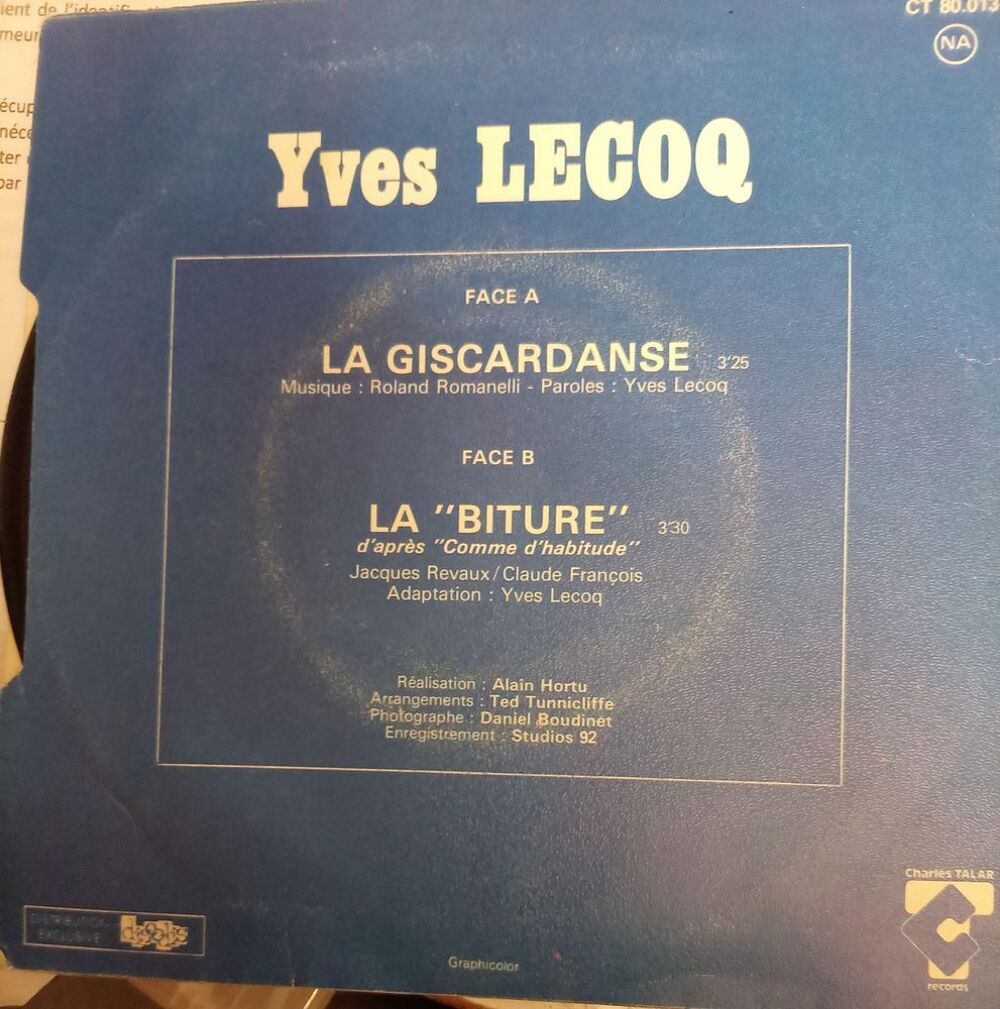 YVES LECOQ / 3 X DISQUES VYNIL 45 TOURS &sect; CD et vinyles