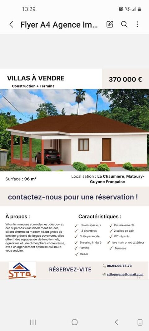   Villa ( Construction +Maison) Maison - 3 pi�ce(s) - 96 m�