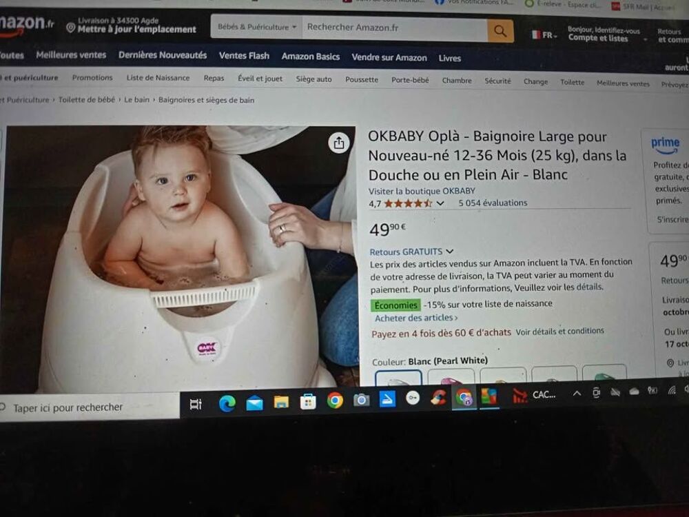 Baignoire pour b&eacute;b&eacute; OK BABY 20 euros Puériculture