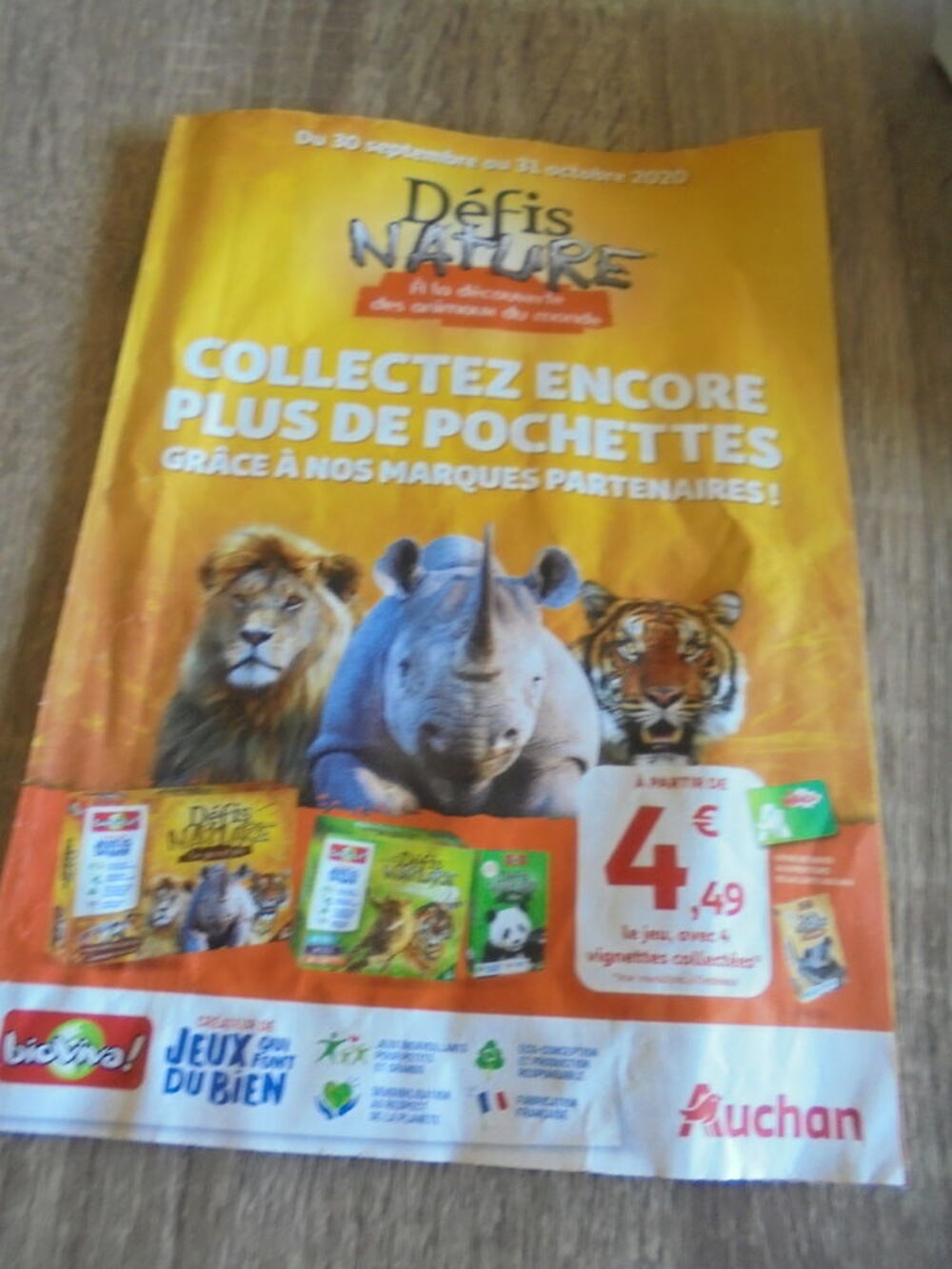 Etiquettes "LES DEFIS NATURE" d'Auchan (76) 