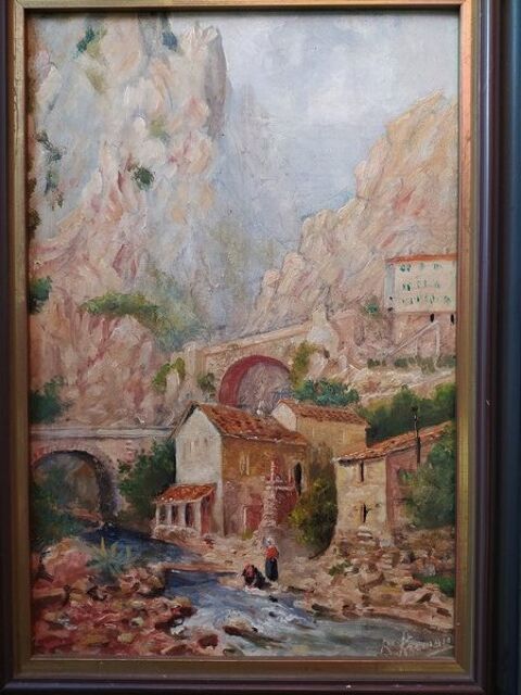 Ancien Tableau Menton ROBERT FREMONT Peintre Normand 250 Loches (37)