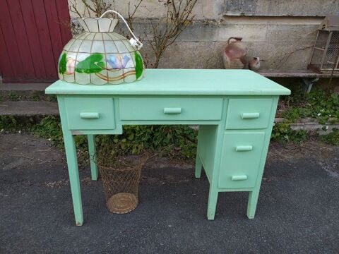 Petit Meuble Bureau Bois Patine Verte Vintage 
70 Loches (37)