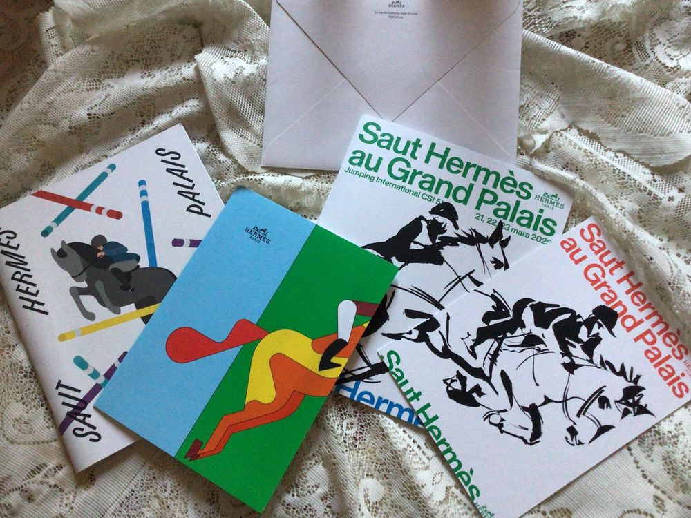 Magazine et carte invitation saut Herm&egrave;s mars 2025 et 2018 