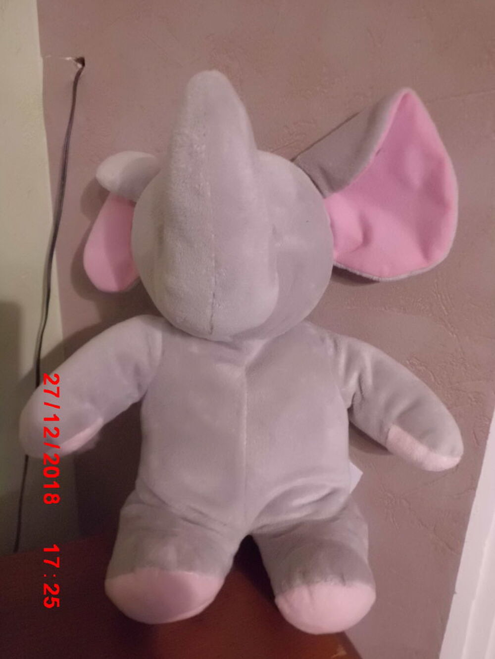 ELEPHANT GRIS ET ROSE ZEEMAN Jeux / jouets