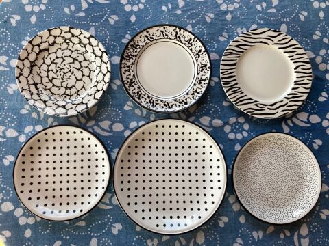Lot 6 assiettes noir et blanc 15 Cachan (94)