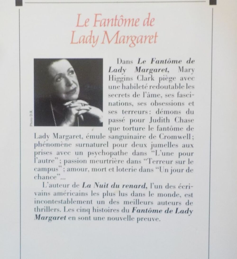 LE FANTOME DE LADY MARGARET de Mary HIGGINS CLARK Albin Mich Livres et BD