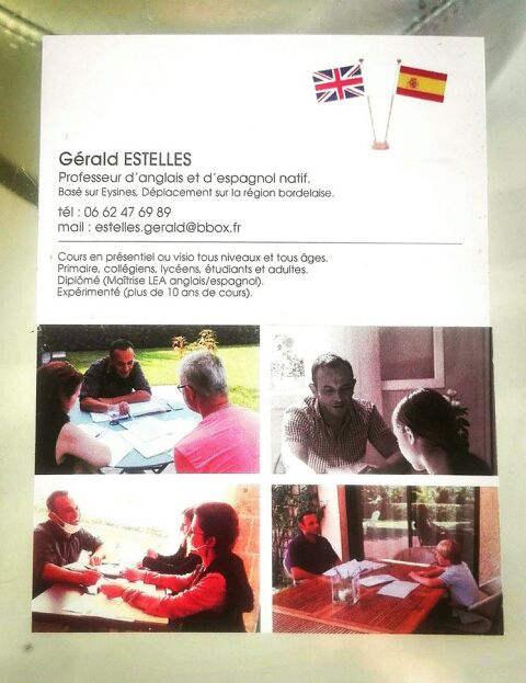 professeur d'anglais et espagnol natif 0 33320 Eysines
